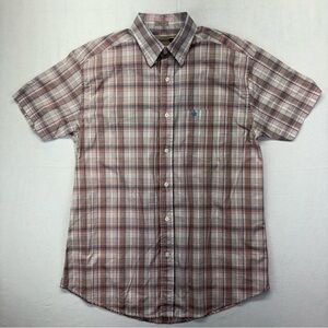 Southern Marsh Men's Pink, Cream, and White Plaid Button Down Shirt